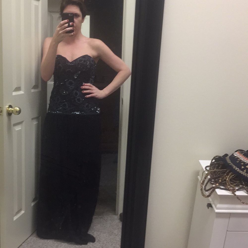 Classy drop waist beaded ball gown Made in India.